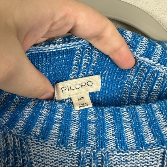 Pilcro Anthropologie Blue Textured High Low Pullover Sweater Size XXS - Picture 3 of 5